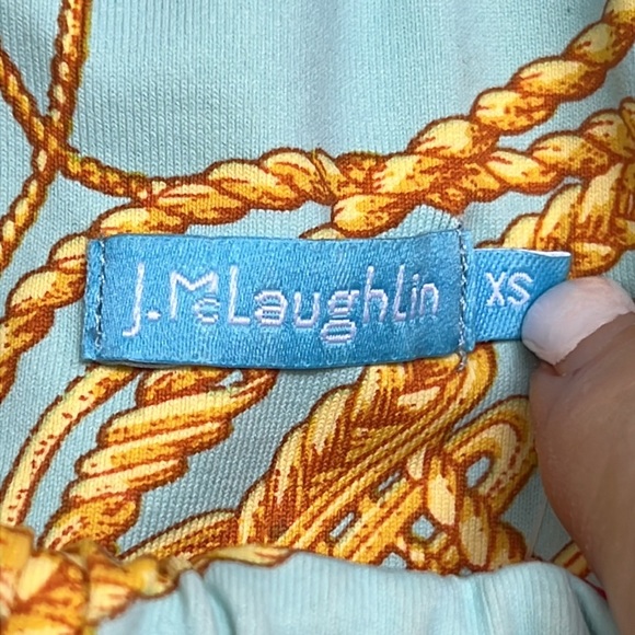 J. MCLAUGHLIN Catalina Cloth Shells & Rope Nautical Halter Dress Aqua Orange - Picture 3 of 11